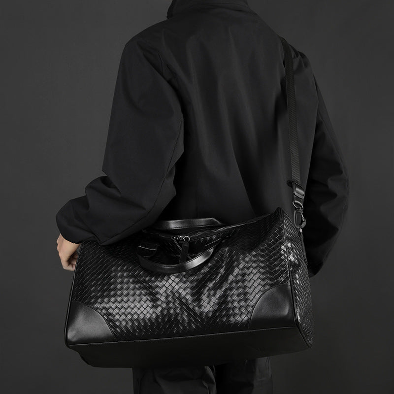Luxury Woven Leather Weekend Duffle Bag Stornfield