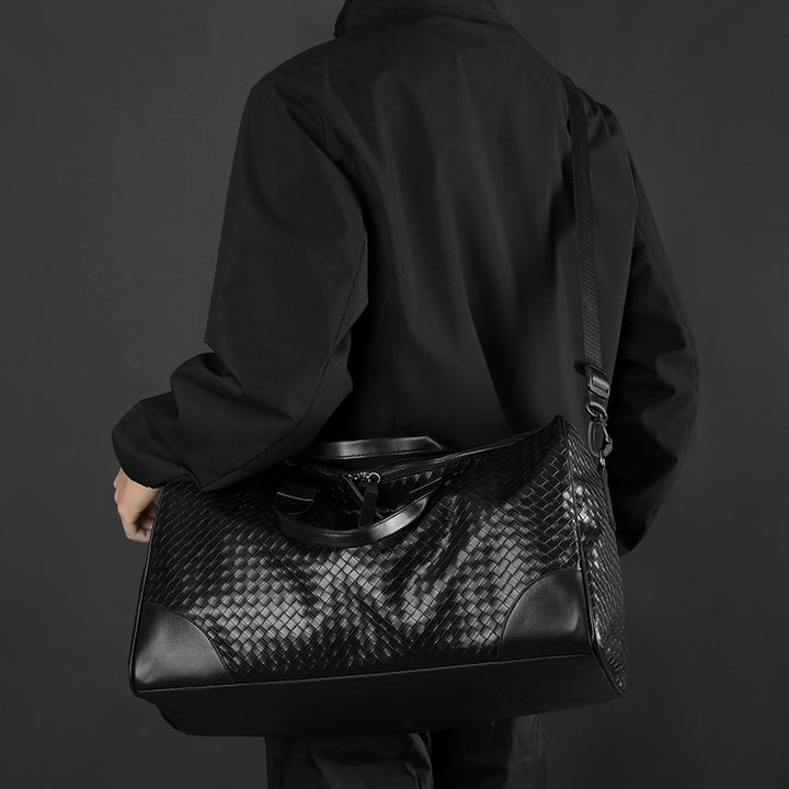 Luxury Woven Leather Weekend Duffle Bag Stornfield