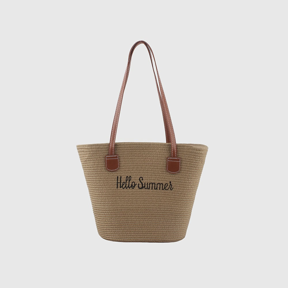 Summer straw bag with leather handles Stornfield