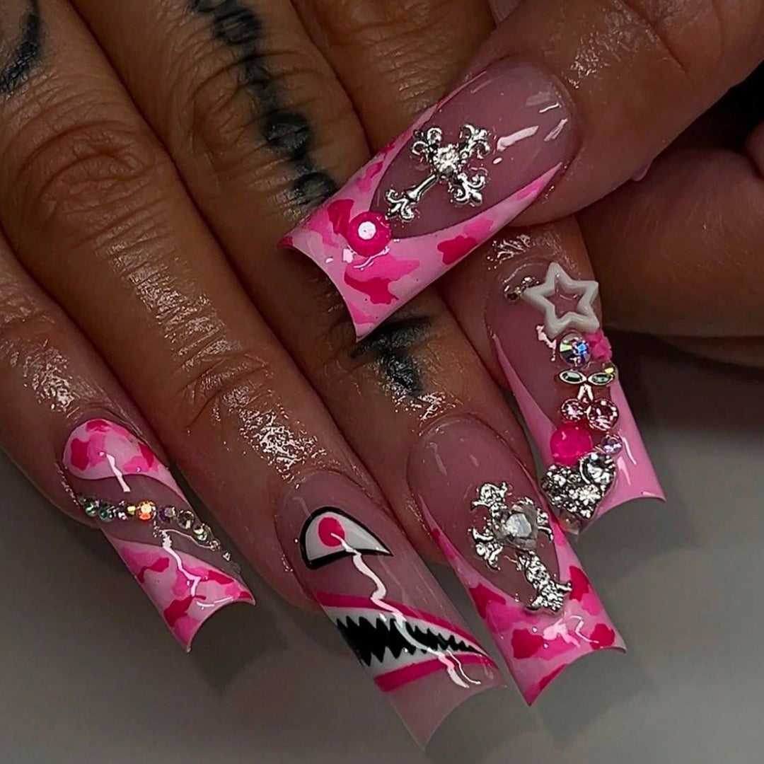 Artistic Decorative Press-On Nails with 3D Embellishments Stornfield