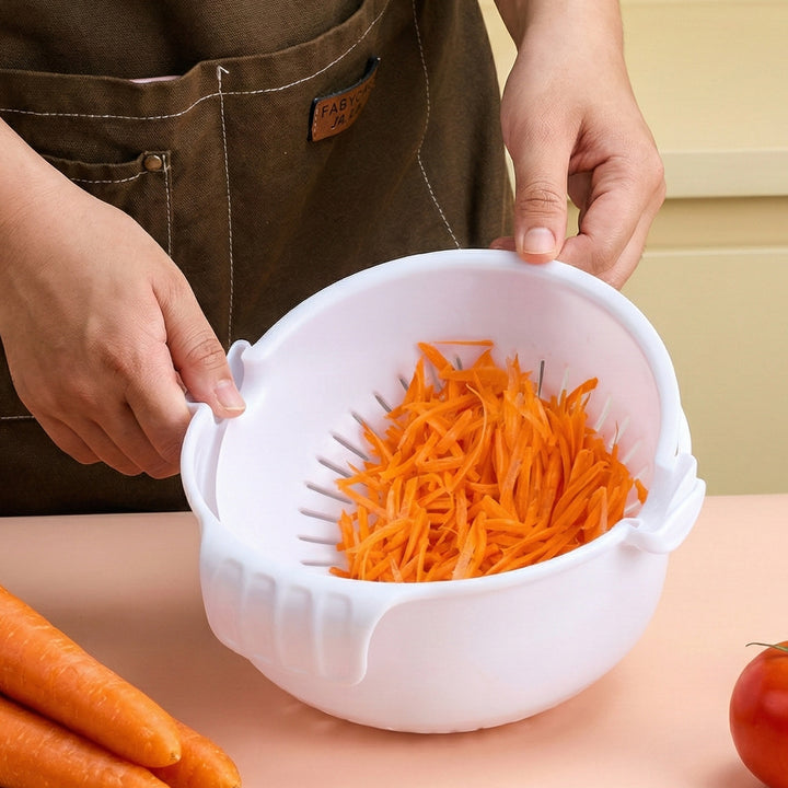 Multifunctional vegetable slicer with integrated cutting attachments Stornfield