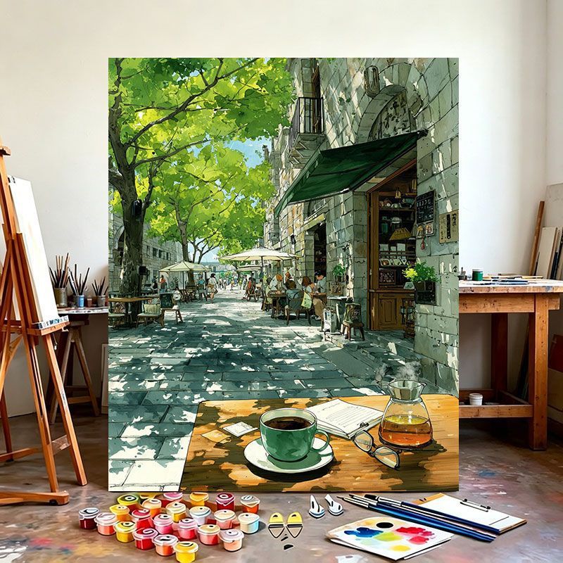 Urban Café Scene Canvas Art Print Stornfield