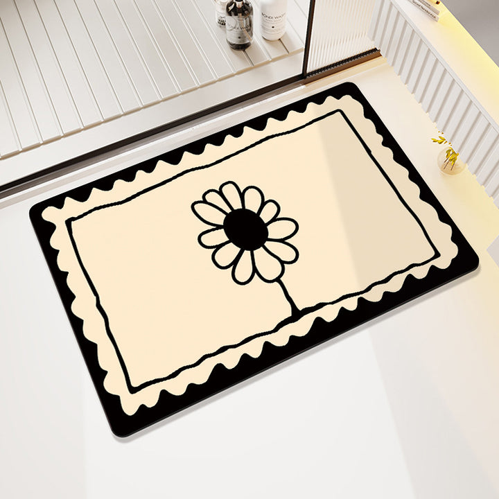 Decorative Floral Print Bath Mat Stornfield