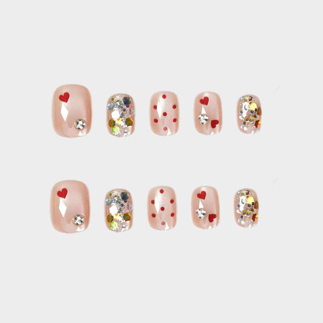 Artistic Heart-Themed Press-On Nail Set Stornfield