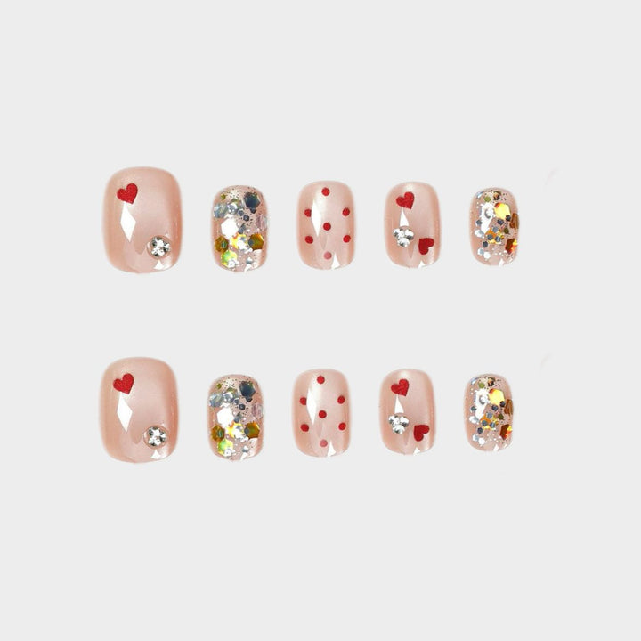Artistic Heart-Themed Press-On Nail Set Stornfield