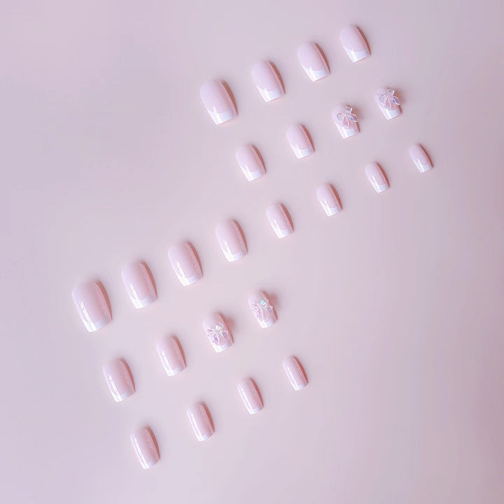 Acrylic nail set with elegant French tips and 3D details Stornfield