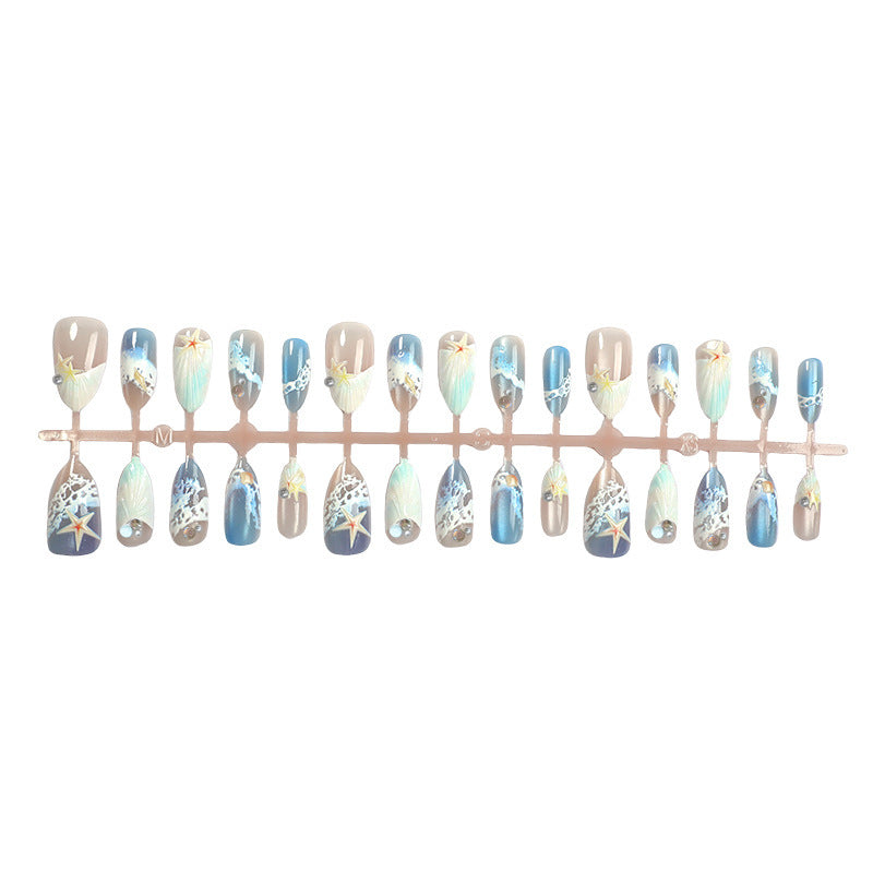 Artificial nails with maritime shell pattern Stornfield