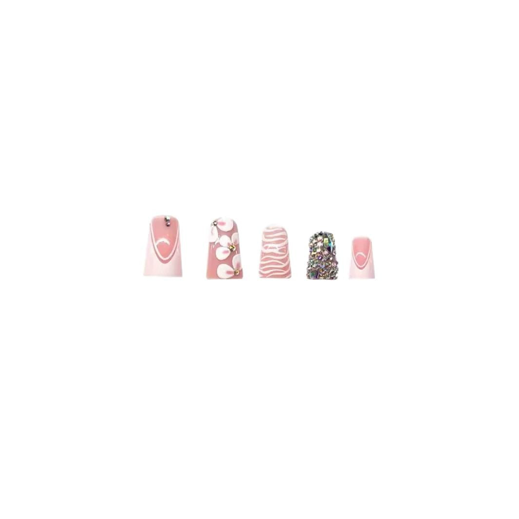 Decorative Press-On Nail Set with Rhinestone Accents Stornfield