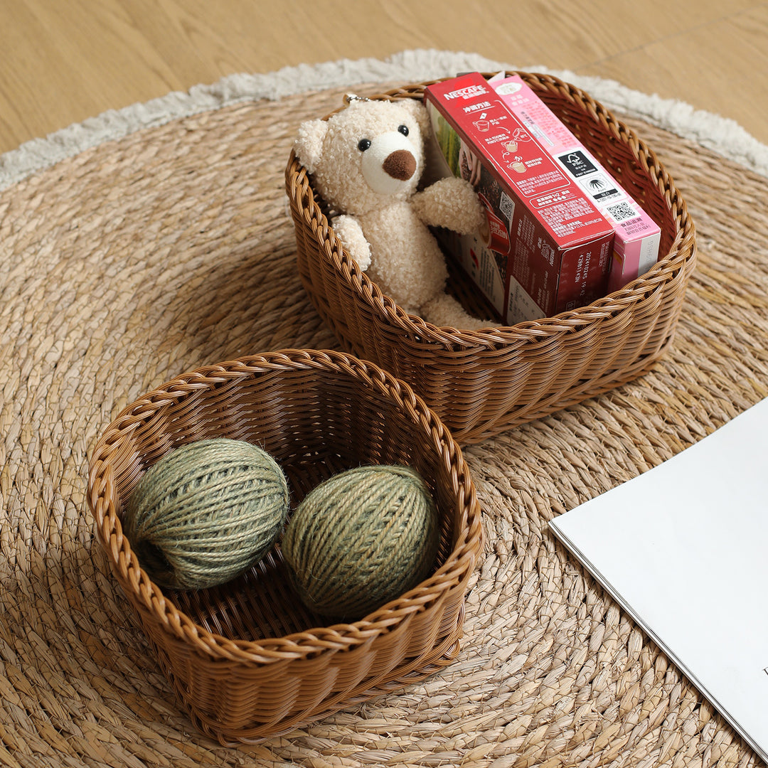Unisex Rectangular Storage Basket with Sturdy Woven Stornfield