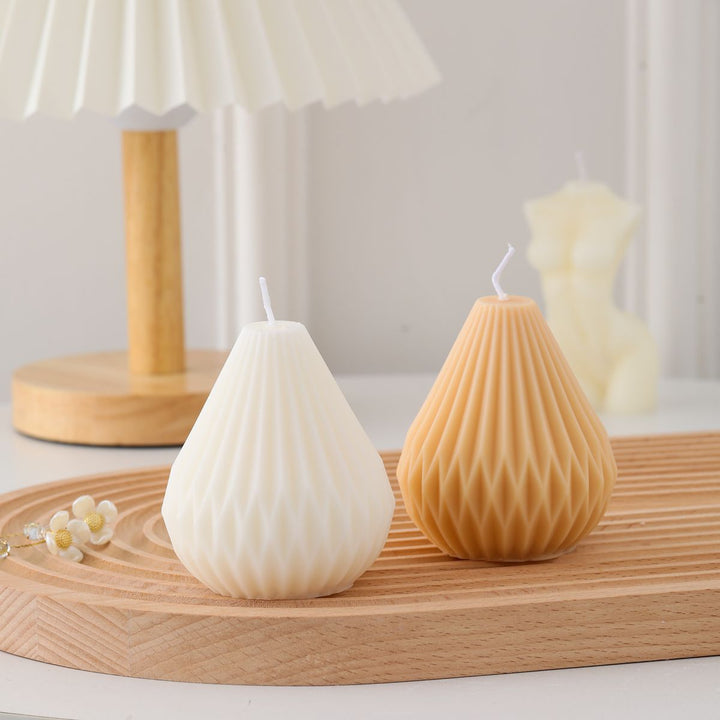 Sculptural Faceted Pear-Shaped Decorative Pillar Candle