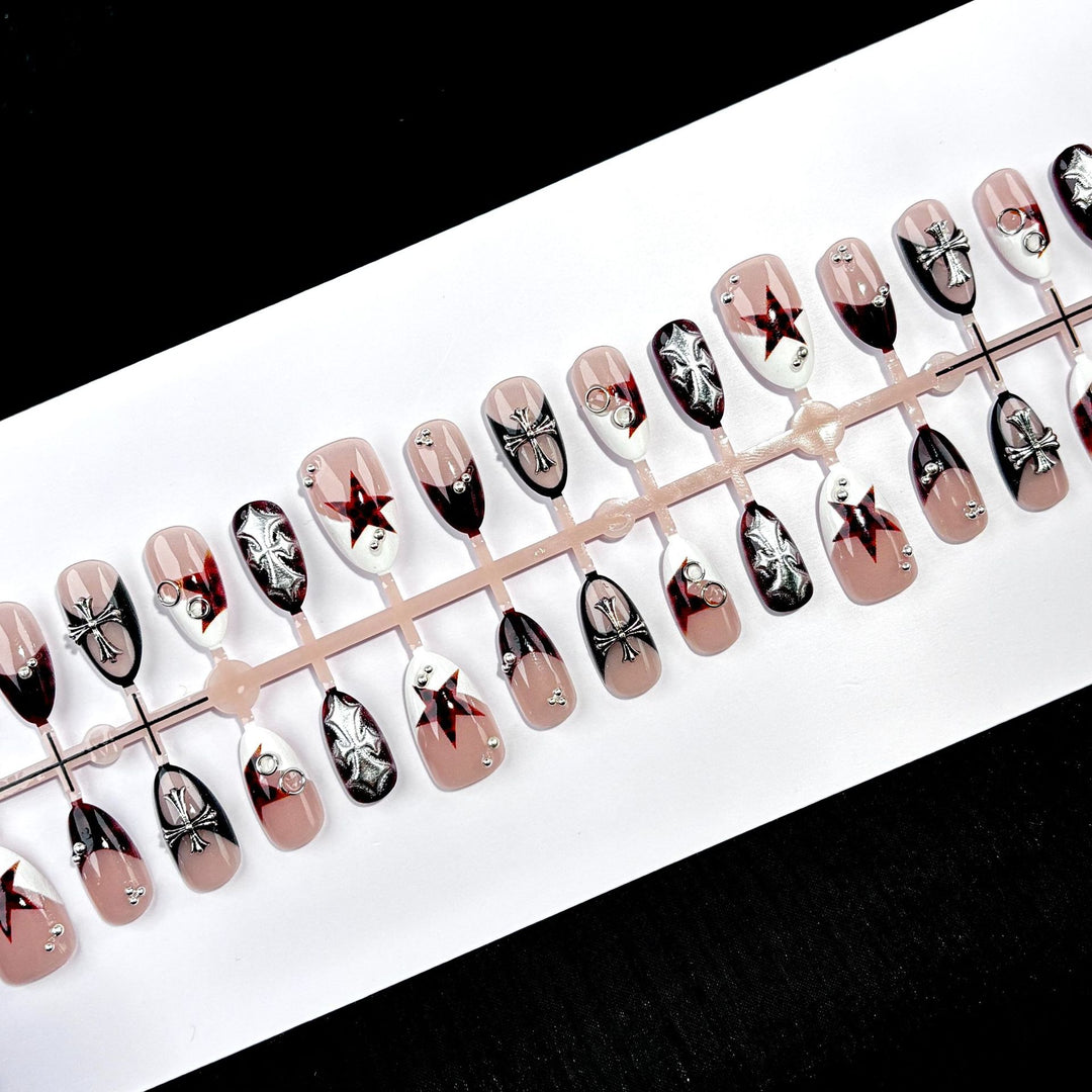 Gothic-Themed Press-On Nail Art Set