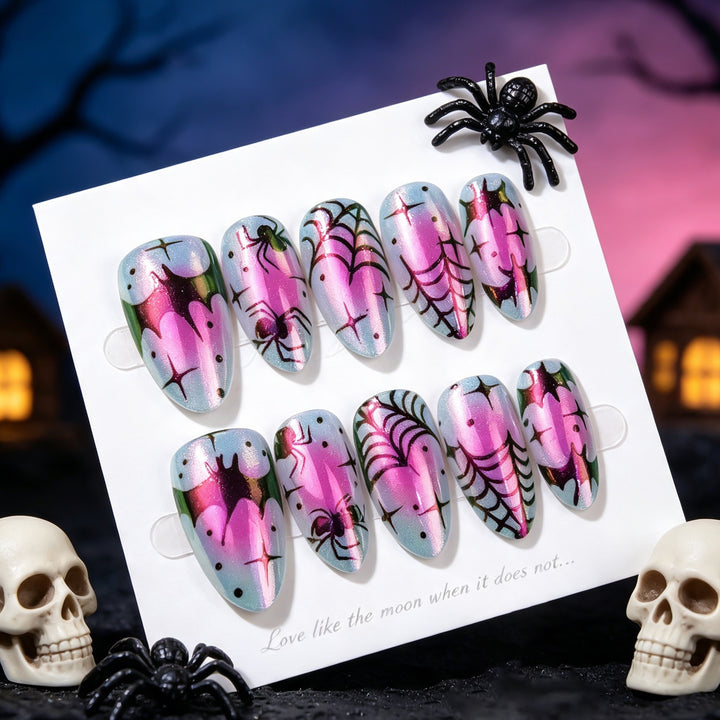 Artistic Halloween-Themed Press-On Nail Design Stornfield