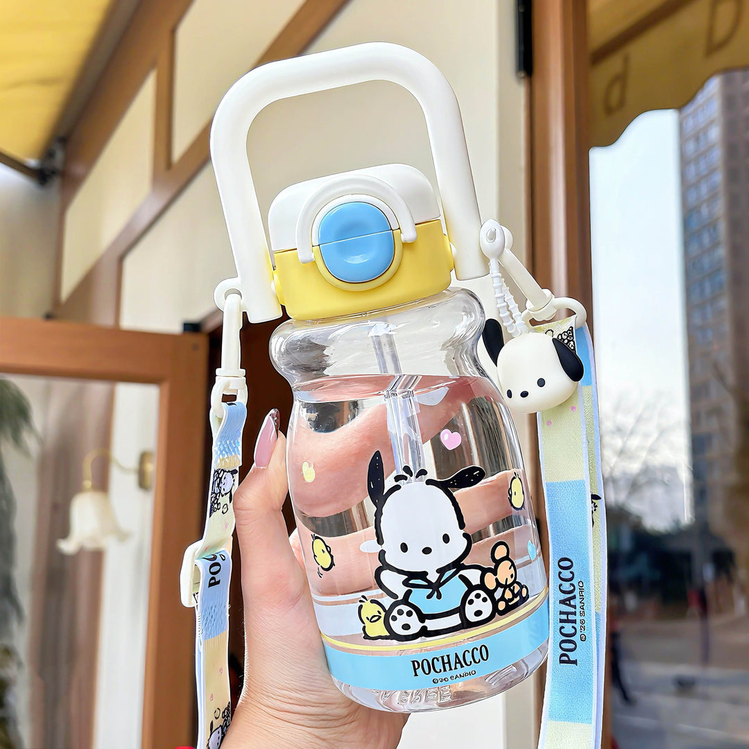 Women's water bottle with high-quality silicone carrying handle and playful character design Stornfield