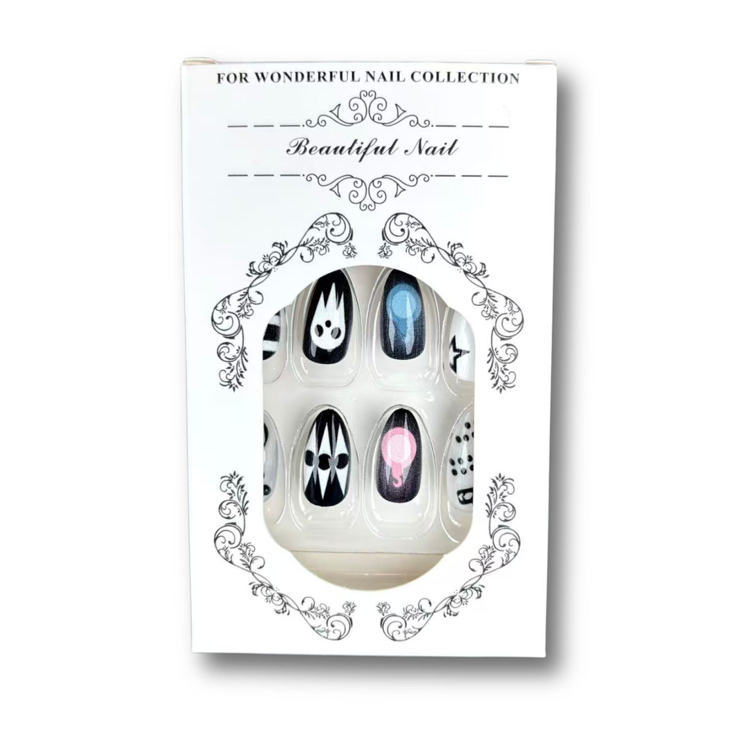 Theatrical Halloween-Themed Press-On Nail Art Set