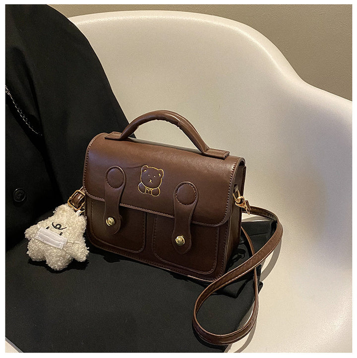 Cute Cartoon-Embellished Mini Satchel