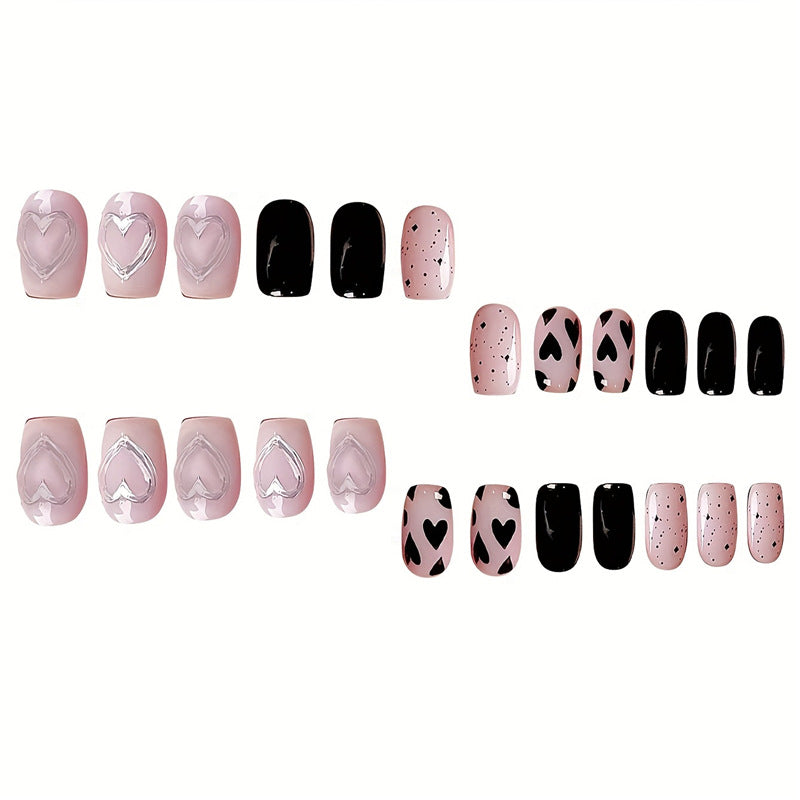 Artistic Heart-Themed Press-On Nail Set Stornfield