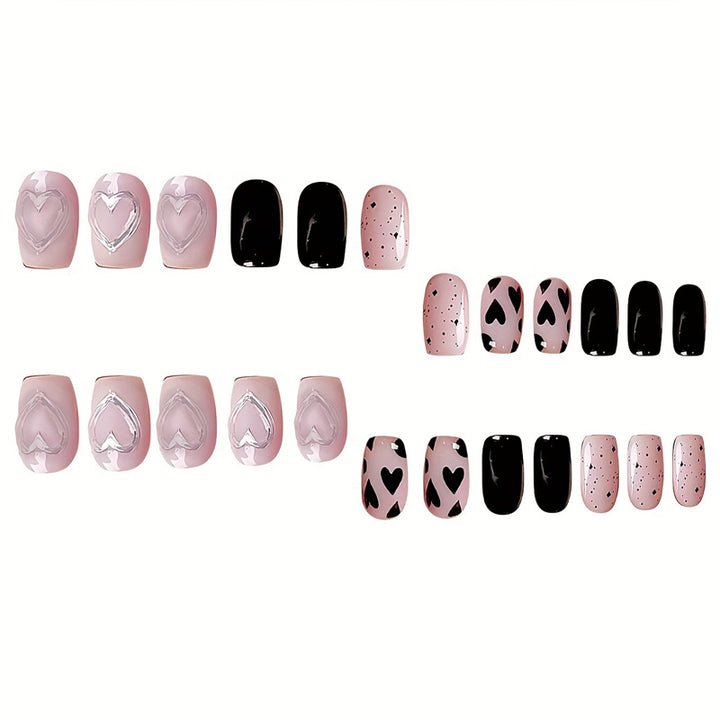 Artistic Heart-Themed Press-On Nail Set Stornfield