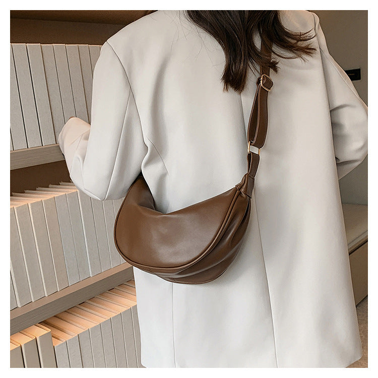 Curved Leather Shoulder Bag