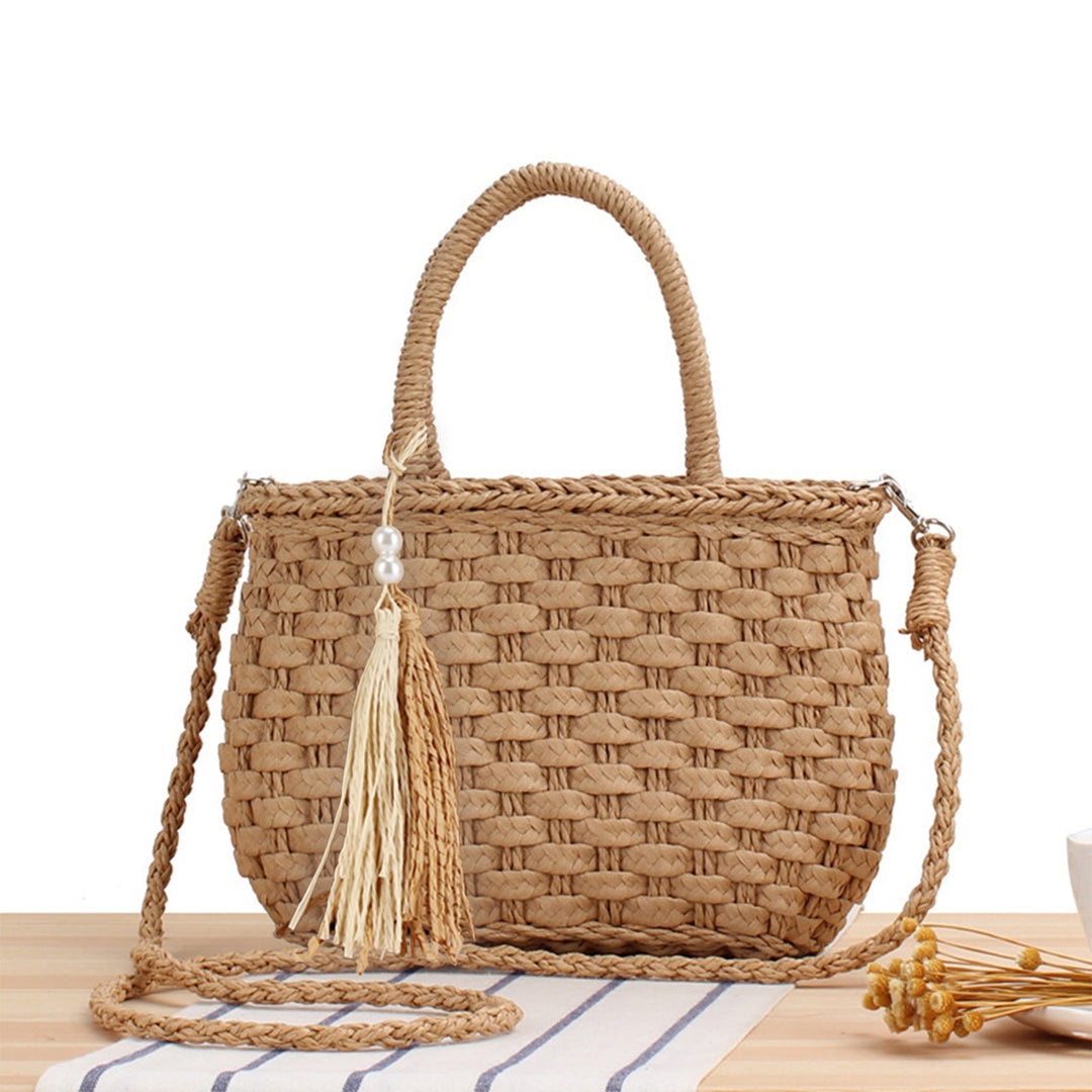Handbag Made of Woven Natural Material with Fashionable Fringes Stornfield