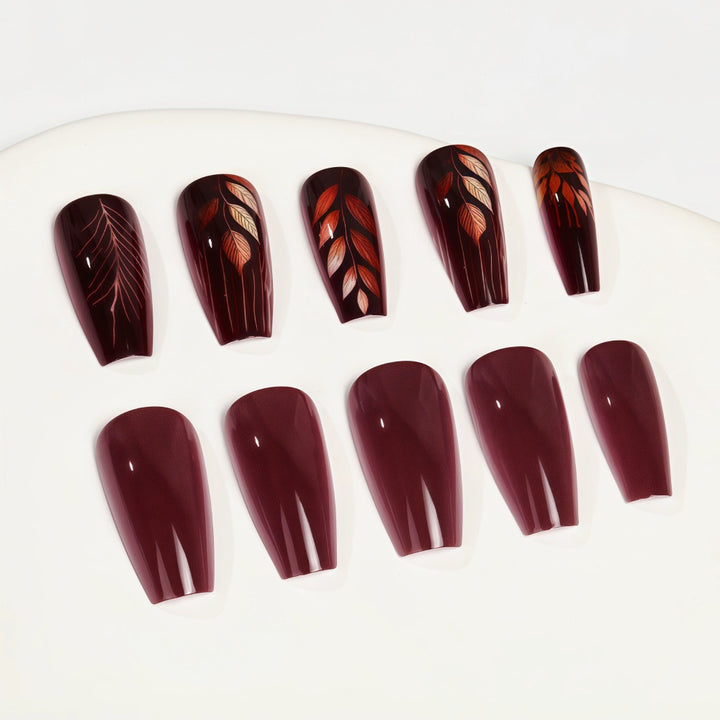 Premium Artificial Nails with Botanical Motif Stornfield