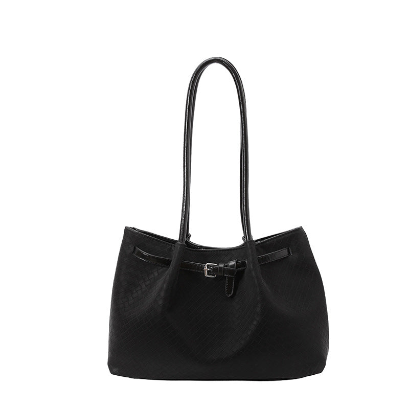 Textured Woven Tote Handbag