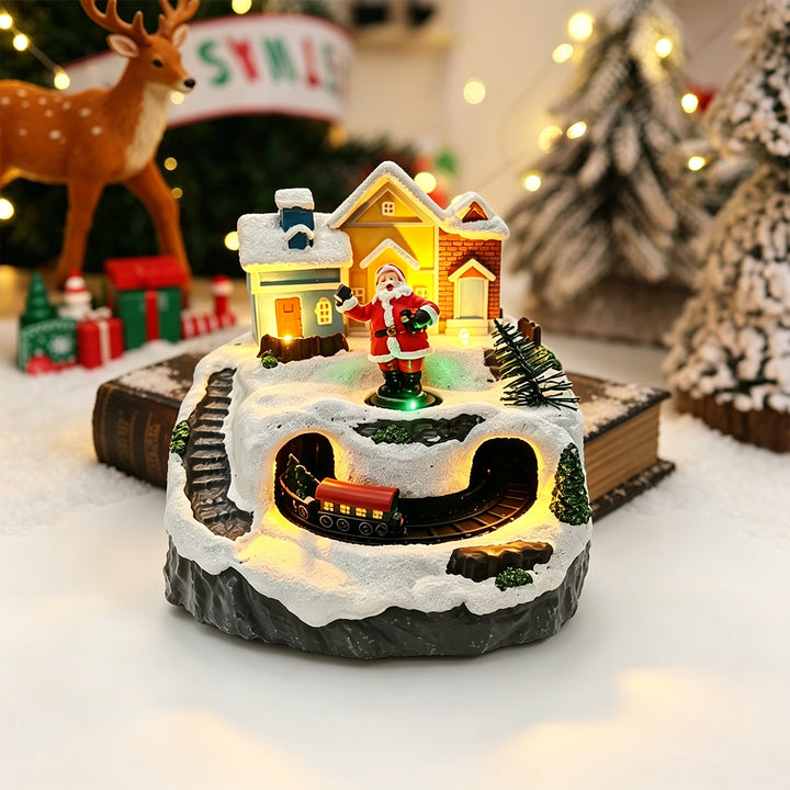 Movable Christmas village with lights and snowman Stornfield