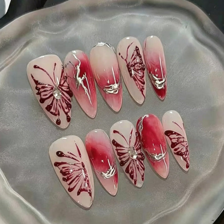Elegant Hand-Painted Press-On Nail Art Stornfield