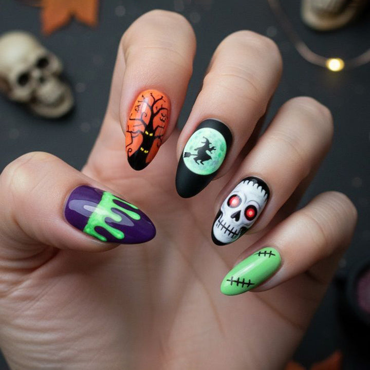 Halloween-Themed Artistic Nail Art