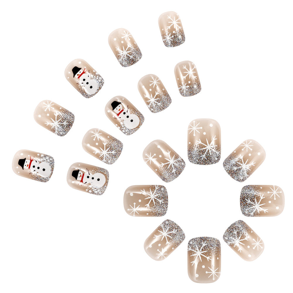 Festive Snowman-Themed Acrylic Nail Art Stornfield