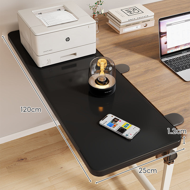 Clamp-On Adjustable Wooden Desk Side Shelf Extension with Foldable Bracket