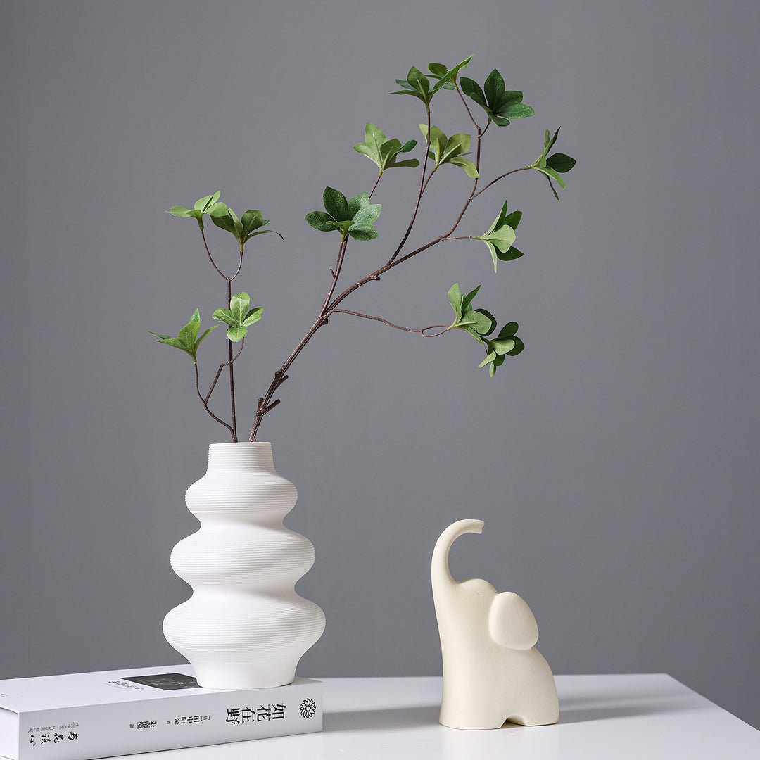 Modern Minimalist Ribbed Ceramic Vase