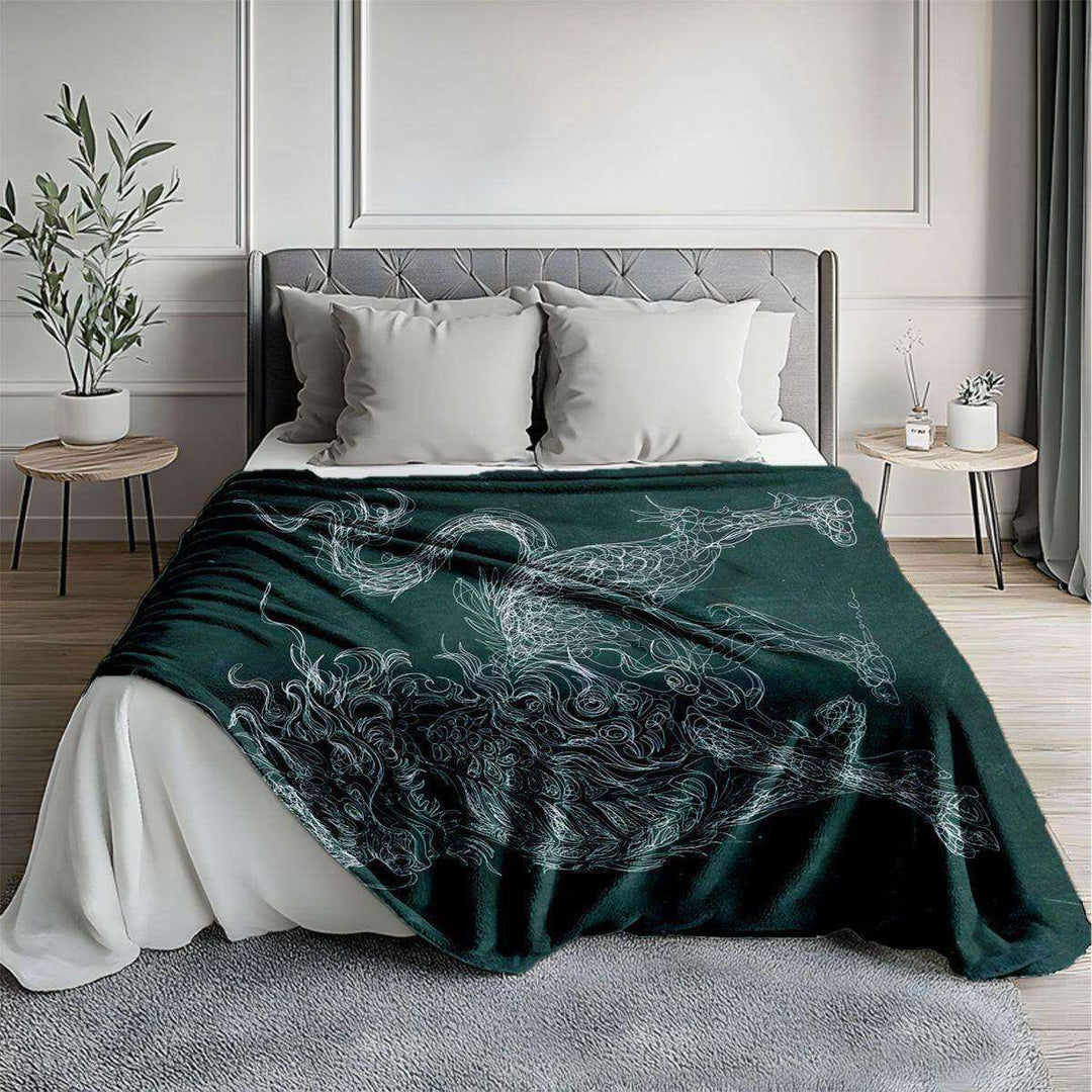 Artistic Dragon-Themed Fleece Throw Blanket