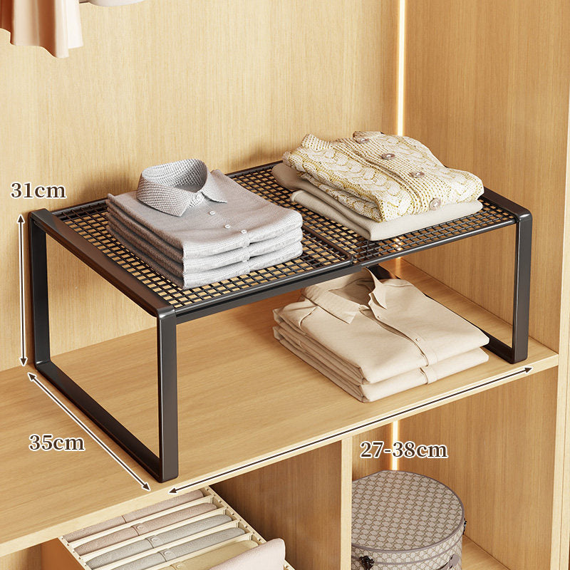 Expandable Metal Closet Shelf Riser and Stackable Wardrobe Organizer