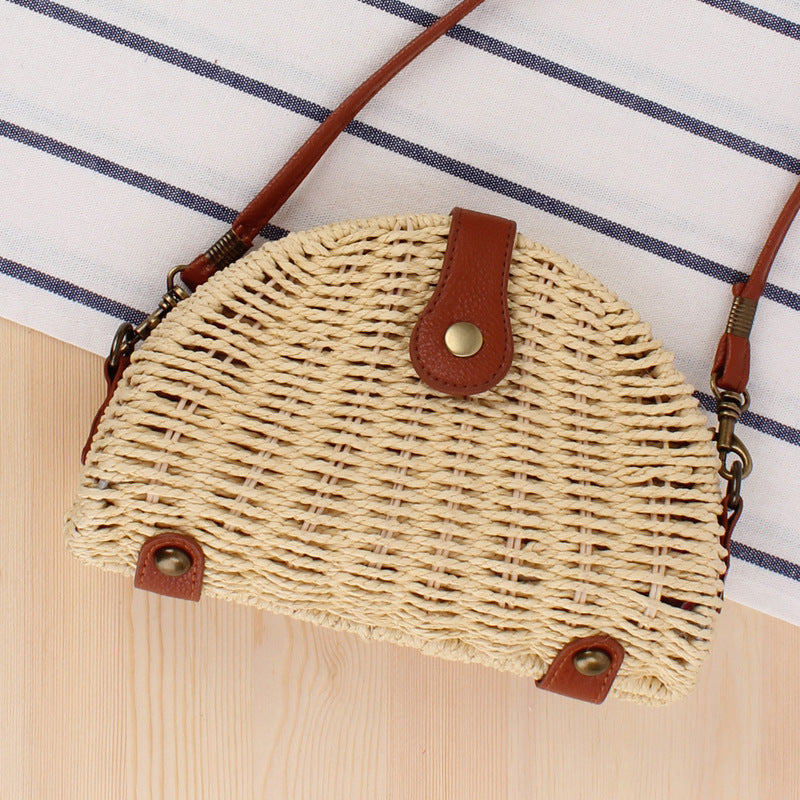 Rattan Shoulder Bag In Crescent Shape Design Stornfield