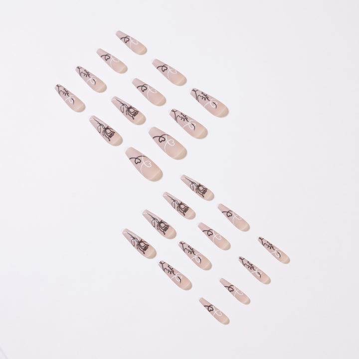 Artful nail extensions with creative line and heart design Stornfield