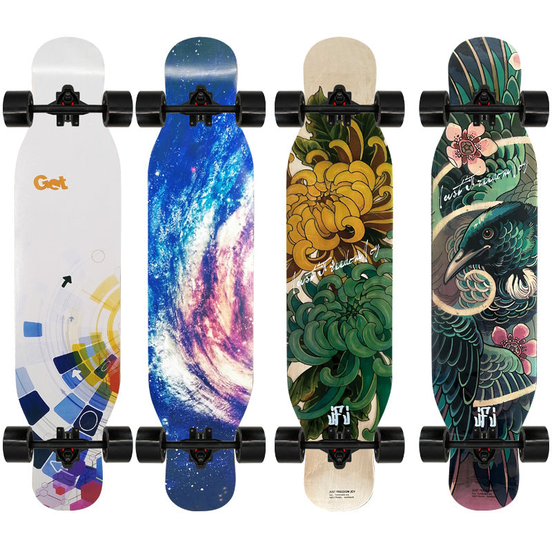 Artistic Lion-Emblazoned Longboard Stornfield
