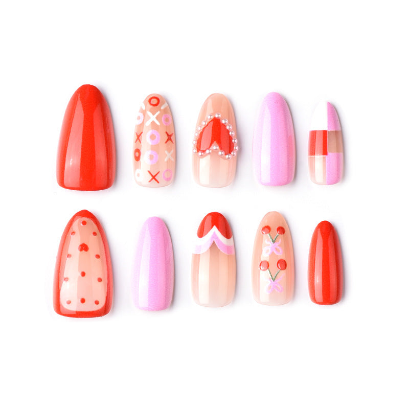 Heart-Inspired Artistic Press-On Nail Art