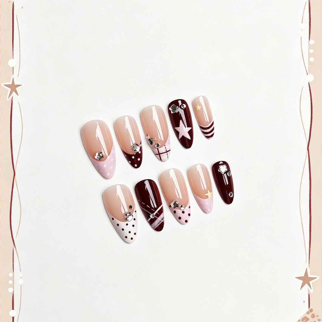Elegant artificial nails with decorated designs Stornfield