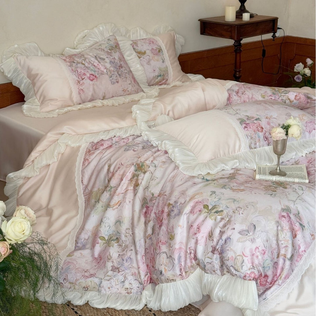 Floral Ruffled Luxury Duvet Cover Set