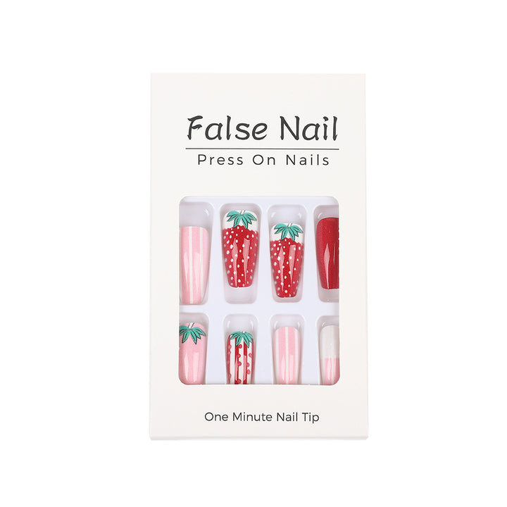 Artificial nails in romantic strawberry design Stornfield