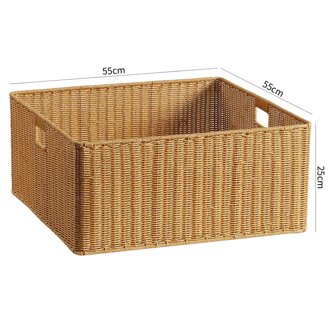 Handwoven Rectangular Storage Basket with Cut-Out Handles Stornfield