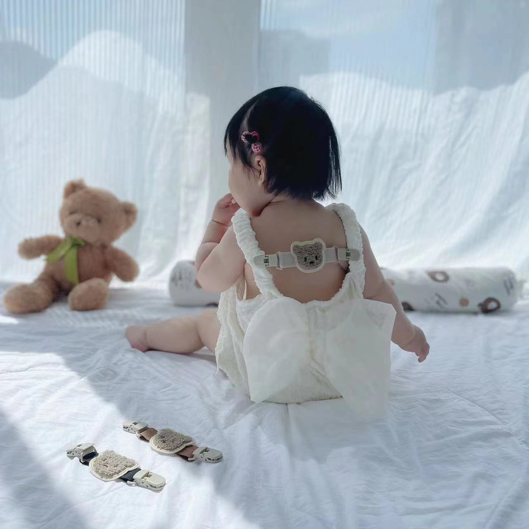 Pacifier and Toy Safety Clip with Plush Bear and Quick-Release Buckles