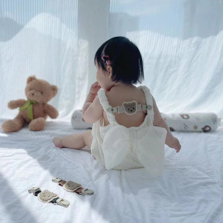 Pacifier and Toy Safety Clip with Plush Bear and Quick-Release Buckles