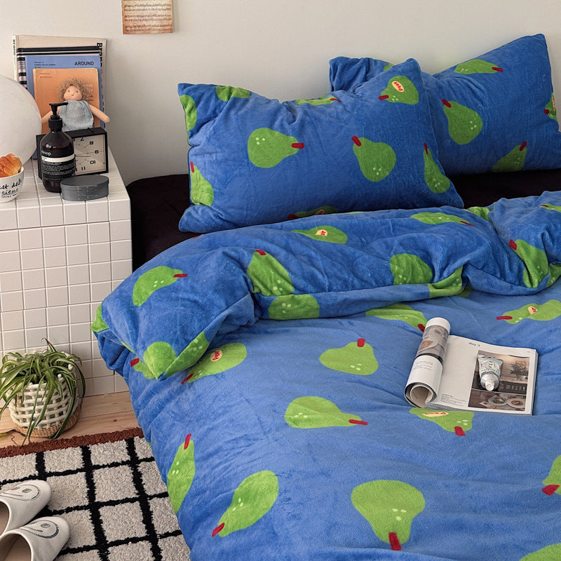 Playful Pear Patterned Fleece Blanket