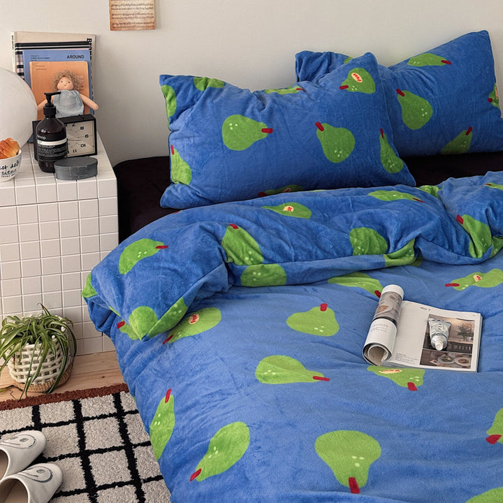 Playful Pear Patterned Fleece Blanket