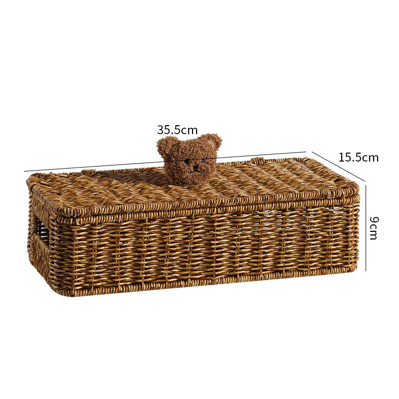 Decorative Woven Storage Box with Cute Bear Lid Stornfield