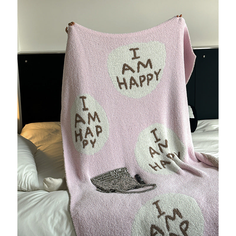 Cuddle blanket with large lettering motif and soft bouclé fabric