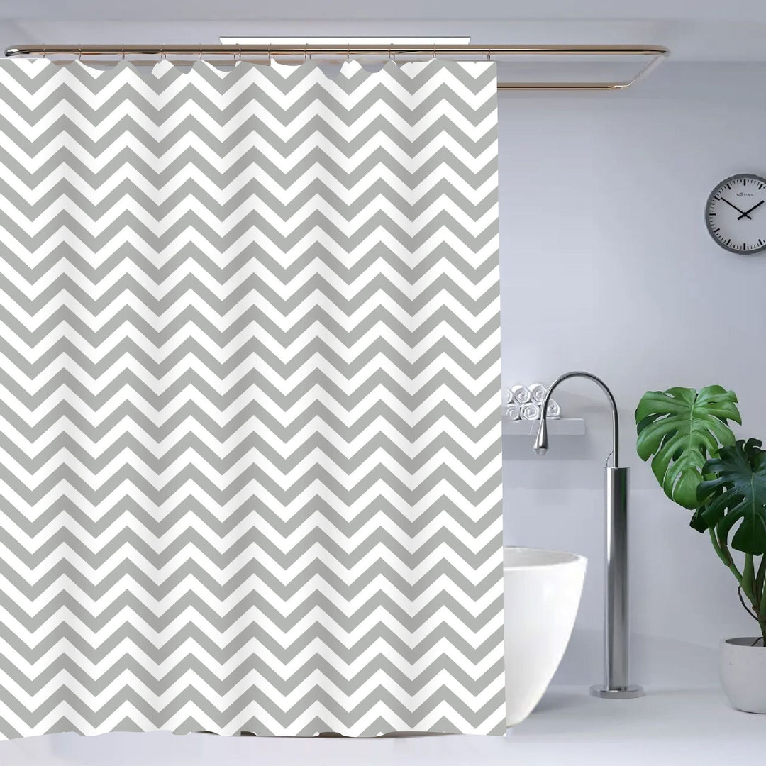 Chevron Pattern Water-Resistant Shower Curtain Stornfield