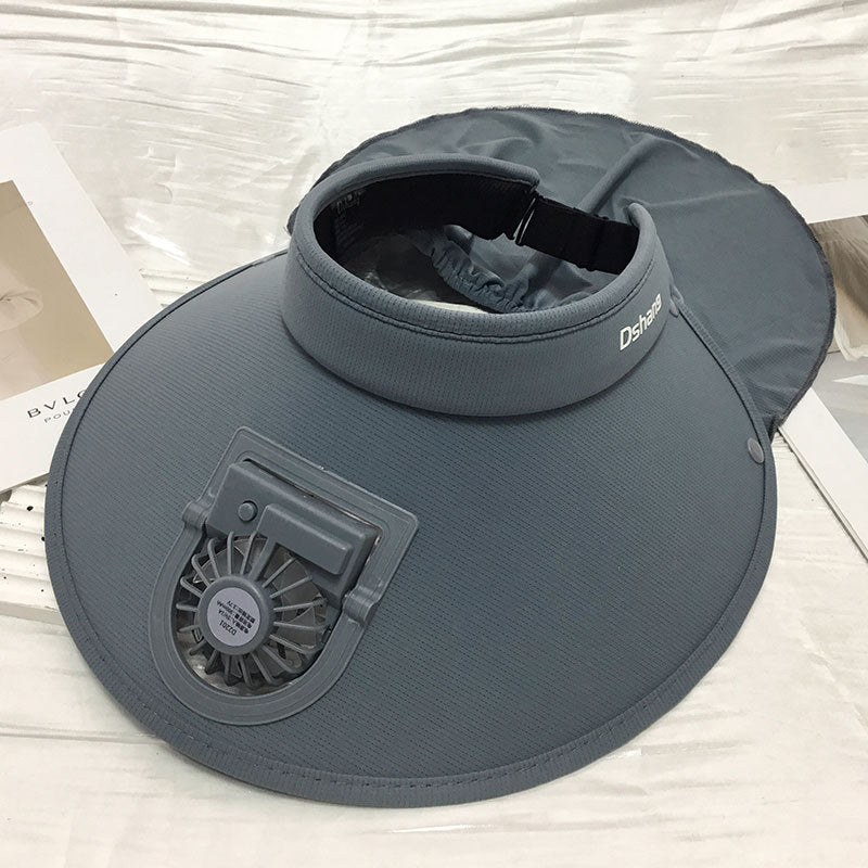 Large UV Protection Sun Visor with Removable Mini Fan and Folding Neck Protection Stornfield
