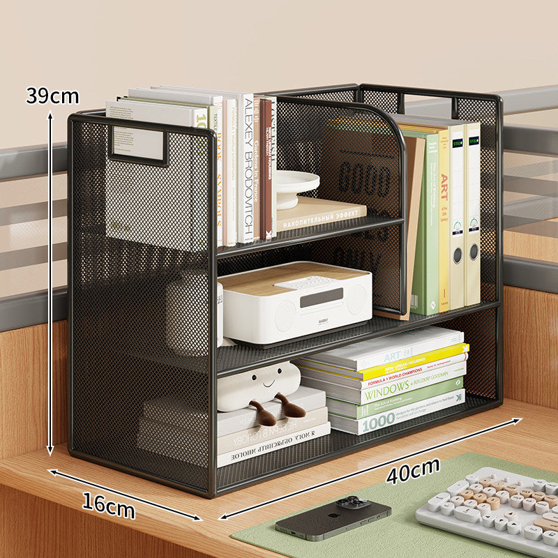 Mesh Desktop Open-Shelf Organizer with Integrated Handles and Dividers